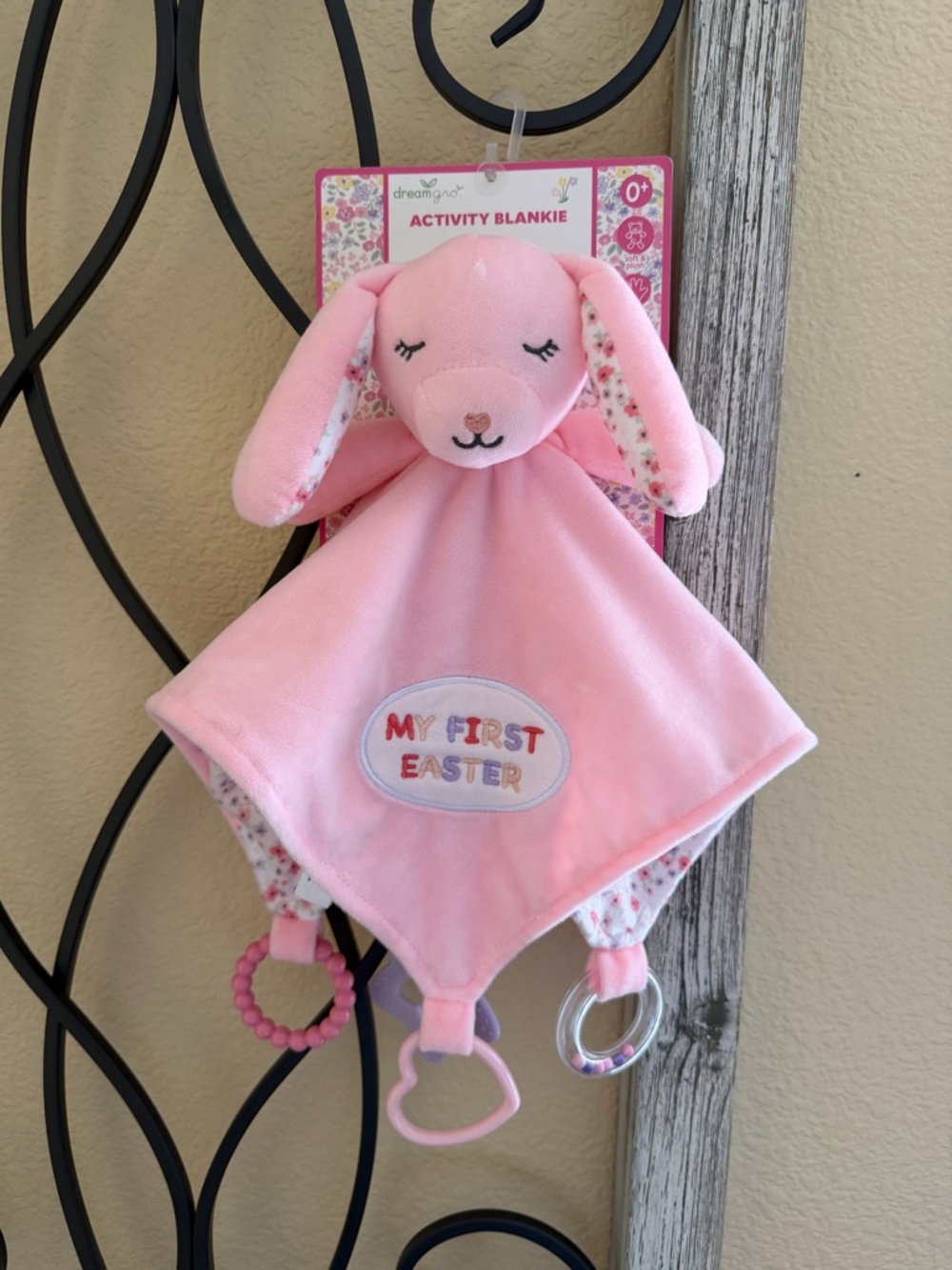Pink 'My First Easter' Bunny Activity Blankie